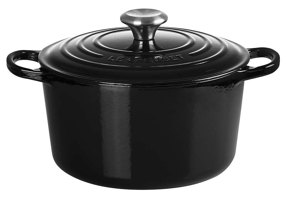 Le Creuset Bräter Signature Rund Hoch Gusseisen Schwarz glänzend 26cm Le Creuset Bräter Signature Rund Hoch Gusseisen Schwarz glänzend 26cm