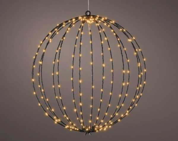 Leuchtkugel Weihnachten zum Hängen LED Kugel Metall Schwarz Stecker Timer Outdoor