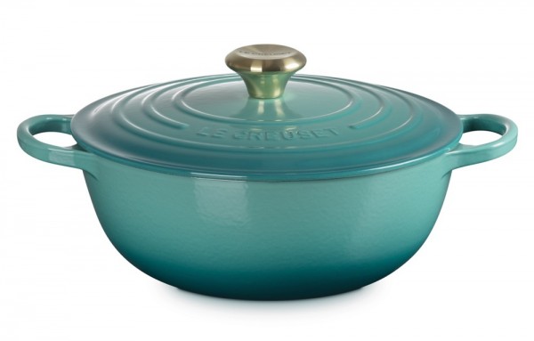 Le Creuset La Marmite Signature Familientopf Gusseisen Bleu Riviera Blau 26cm
