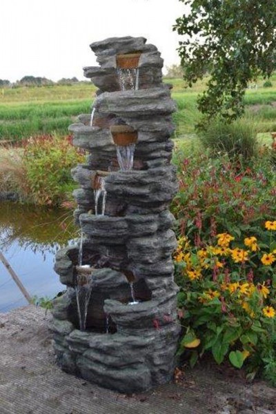 Ubbink AcquaArte Corte 201 cm Großes Wasserfall Set mit LED Naturgetreue Felsstruktur Gartenbrunnen