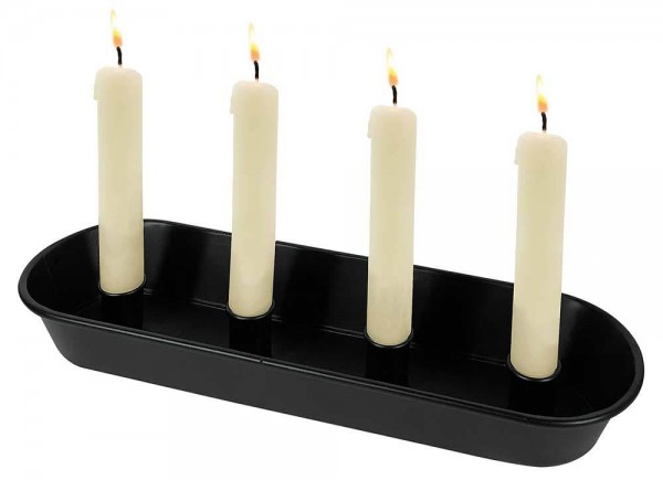 Kerzentablett Adventskranz Schwarz Metall Länglich Weihnachten 37cm