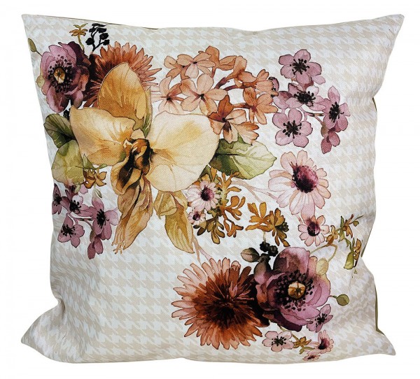 Outdoor Kissen Blumen Vintage-Stil Gartenkissen Wasserabweisend Weiß Beige 45x45cm