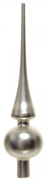 Christbaumspitze Silber Grau Matt aus Glas – Elegante Weihnachtsbaumspitze 26 cm