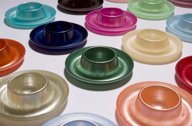 G.F. Heim Söhne Eierbecher Acrylglas Perlmutt Optik Rot