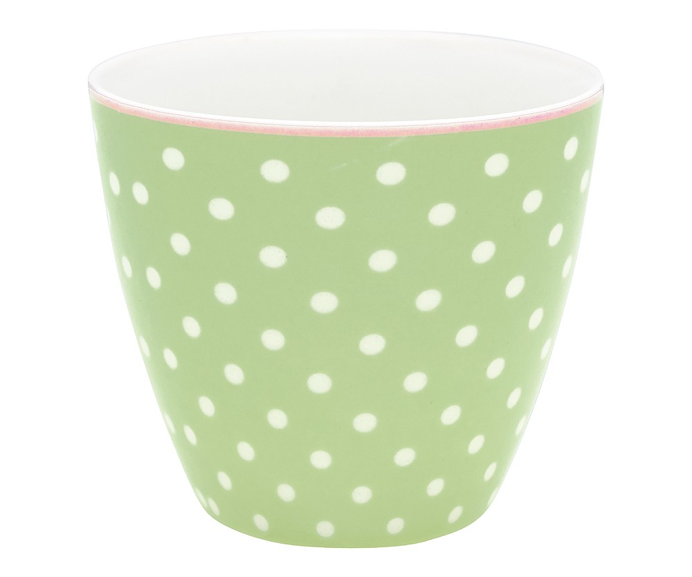 Greengate Latte Cup Spot Pale Green Tasse Steingut Grün Gepunktet