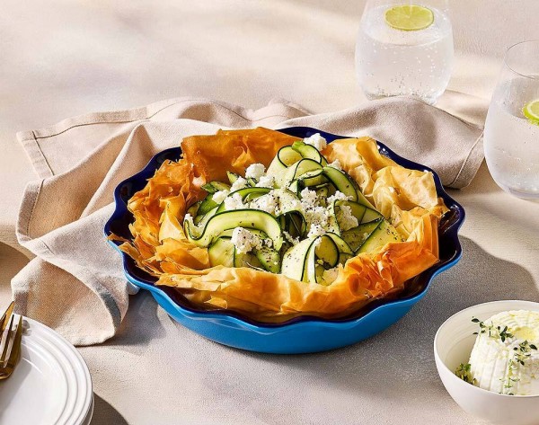 Le Creuset Pie-Form Kuchenform Steinzeug Azure Blau 23cm