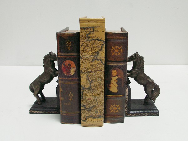 Buchstützen Pferd 2 Stück Buchständer Gusseisen Antik-Stil Paar Bronze-Optik