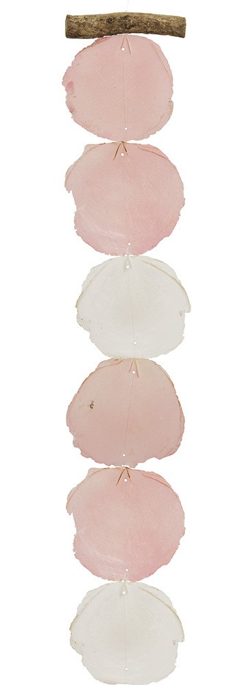 Capiz-Windspiel Rosa Weiß Mobile Perlmutt Girlande Dekohänger Feng-Shui 180cm