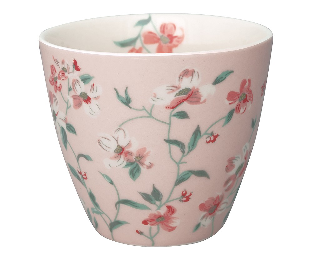 Greengate Latte Cup Jolie Pale Pink Tasse Steingut Rosa Blumen