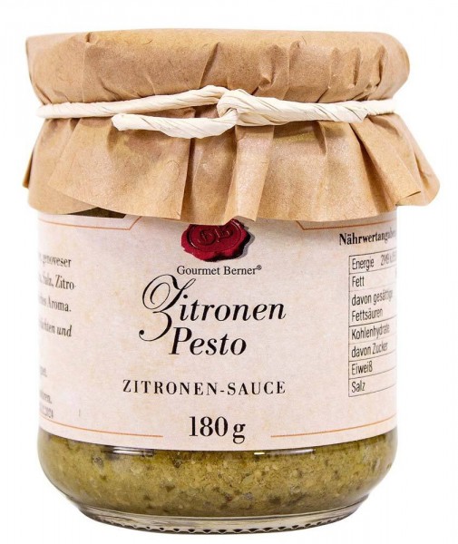 Gourmet Berner Zitronen Pesto Sauce im Glas 180g