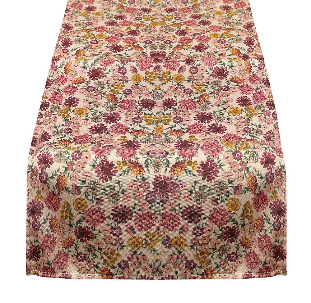 Outdoor Tischläufer Blumen Vintage-Stil Tischdecke geblümt Tischtuch 150x34cm