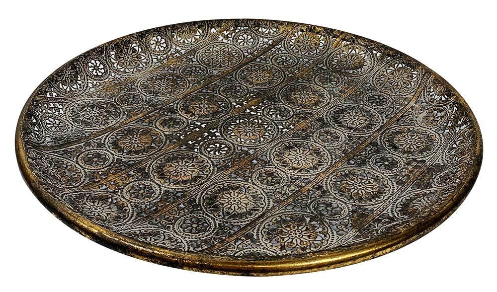 Tablett Orientalisch Dekotablett Dekoteller Metall Bronze Antik-Stil 30cm Tablett Orientalisch Dekotablett Dekoteller Metall Bronze Antik-Stil 30cm