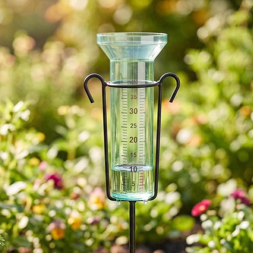 Regenmesser mit Erdspiess Metall 75cm Niederschlagsmesser für Garten und Outdoor