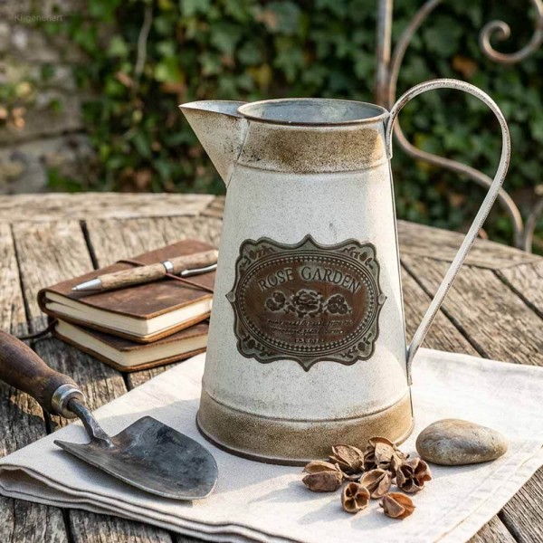 Deko Krug Zink Zinkkrug Rose Garden Gießkanne Wasserkrug Shabby Antik-Stil 20cm
