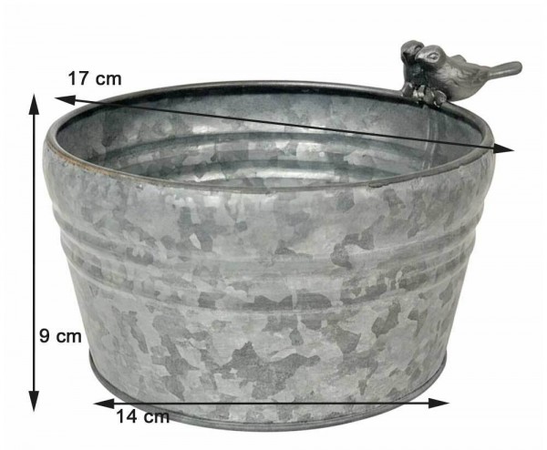 Blumentopf Rund Vögel Zink Vintage Stil Pflanztopf Übertopf Metall