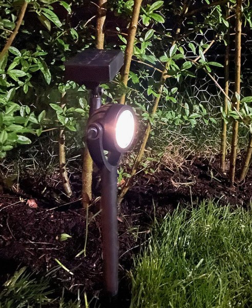 Solar Gartenstrahler LED Schwarz 2 Stück Solarleuchte Gartenleuchte Beleuchtung