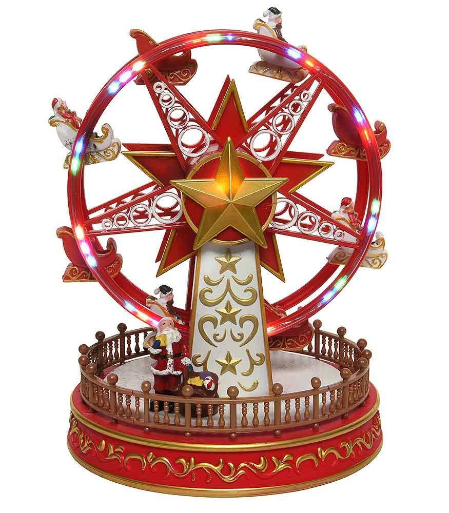 Nostalgie Riesenrad Rot mit LED Beleuchtung Bewegung Musik Weihnachten Kirmes