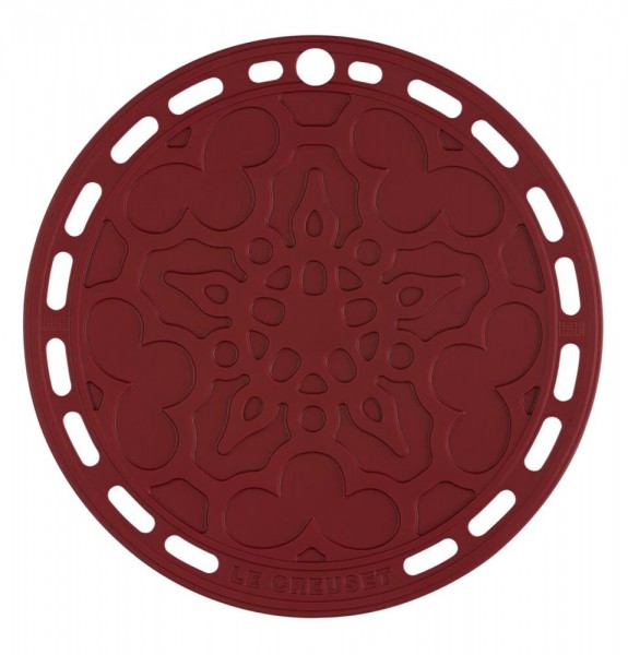 Le Creuset Silikon Untersetzer Tradition Rund Garnet (Rhone) Bordeaux-Rot 20cm