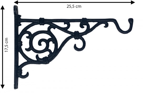 Wandhalterung für Blumenampel Blumentopf Haken Gusseisen Landhaus Schwarz 25,5cm