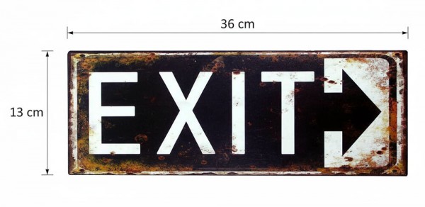Blechschild EXIT Retro Vintage-Deko Wegweiser Pfeil Antik-Stil 36 x13 cm