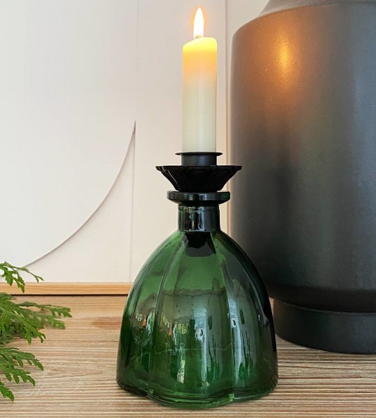 Vase Glas Vintage Tischvase Grün Blumenvase Nostalgie Dekovase 11cm