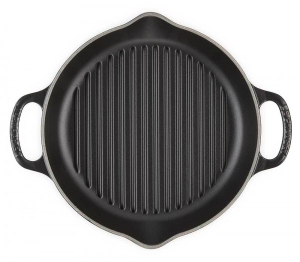 Le Creuset Grillpfanne Signature Rund mit 2 Griffen Gusseisen Schwarz 25cm