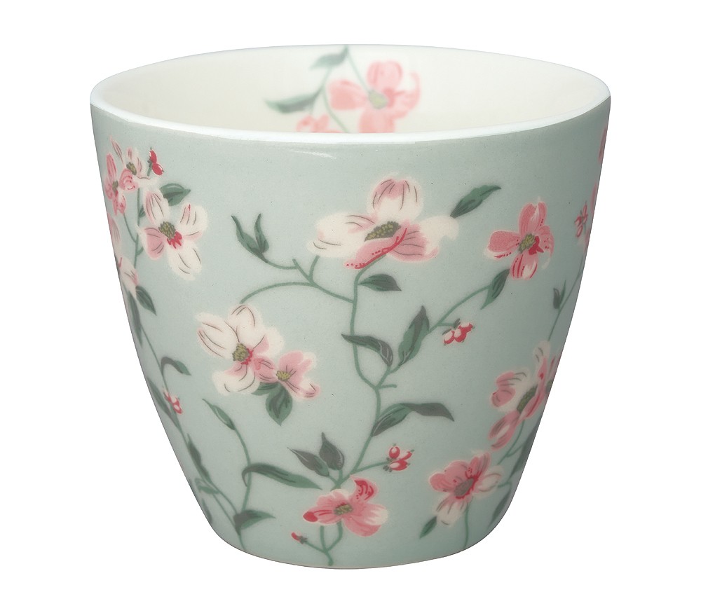 Greengate Latte Cup Jolie Pale Mint Tasse Steingut Grün Blumen