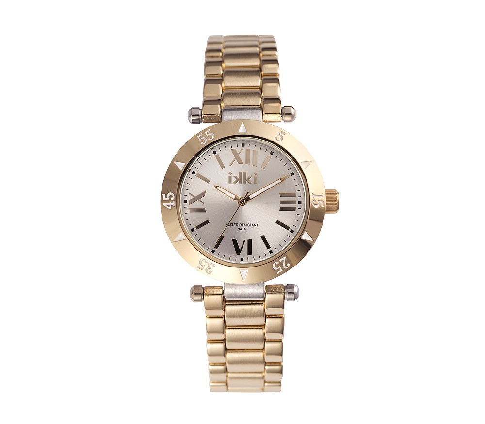 IKKI Fashion Armbanduhr DAISY Damen Uhr Stahl Gold / Silver