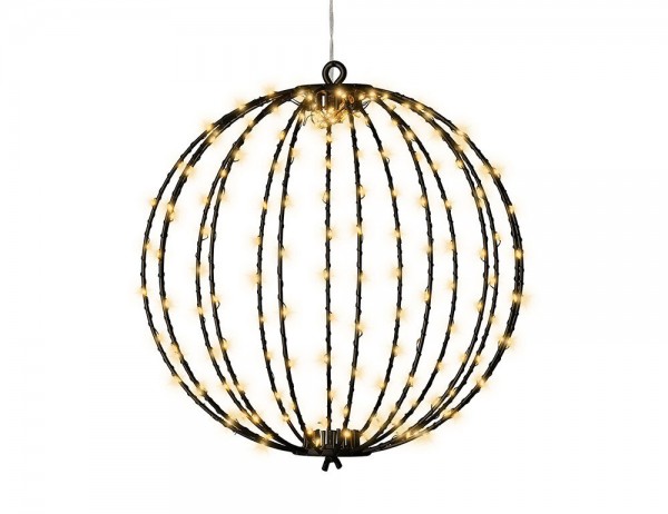 Leuchtkugel Weihnachten zum Hängen LED Kugel Metall Schwarz Stecker Timer Outdoor