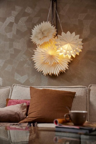 LED Weihnachtsstern 3D Leuchtstern Indoor Beleuchtet Warmweiß Papier mit Timer