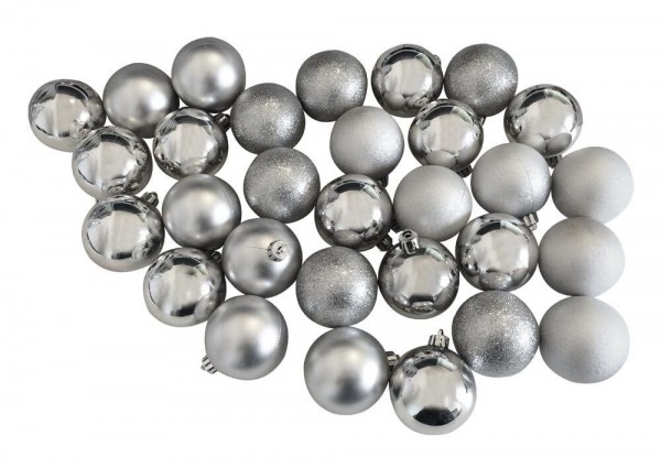 Christbaumkugeln Silber 30 Stück Weihnachtsbaumkugeln Christbaumschmuck