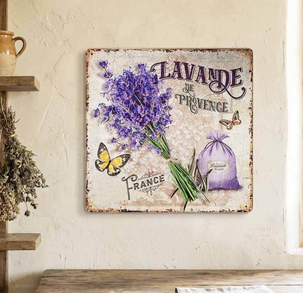 Blechschild Lavande de Provence Dekoschild Lavendel Nostalgie 30x30cm