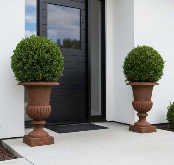 Französische Louvre Vase Groß Gusseisen Schwer Antik-Stil Edel- Rostig 62 cm