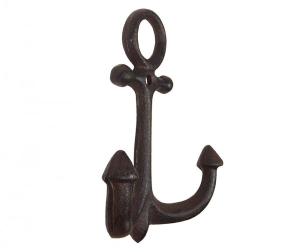 Garderobenhaken Anker Groß Maritim Gusseisen Antik-Stil Braun 18,5cm
