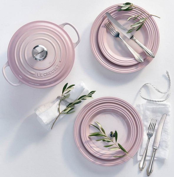 Le Creuset Bräter Signature Rund Gusseisen Shell Pink 24cm