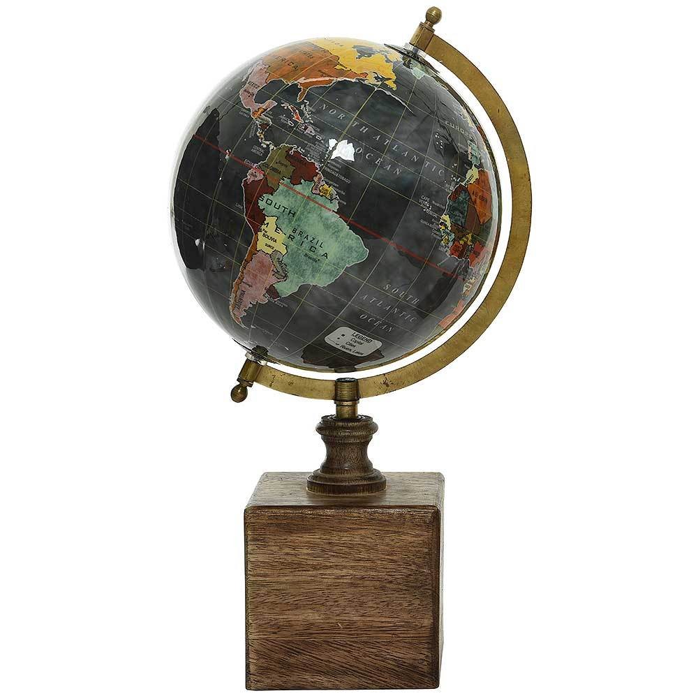 Globus Schwarz Weltkugel mit Holzständer Standglobus Erde Atlas Ø 20cm