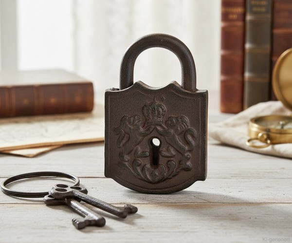Deko Vorhängeschloss Nostalgie Schloss mit 2 Schlüssel Gusseisen Antik-Stil