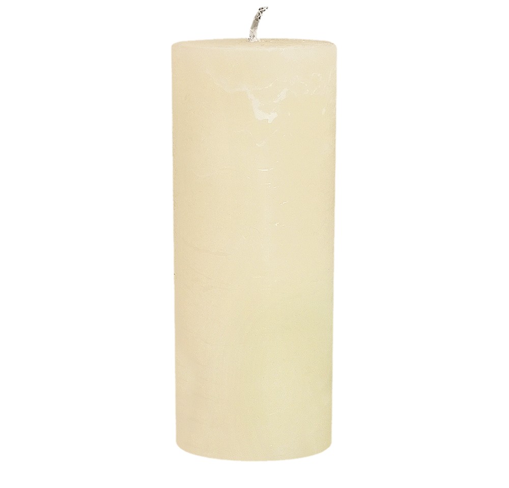 Outdoorkerze Rustic Stumpenkerze Premium Echtwachs Kerze Elfenbein Weiß 8,5x20cm