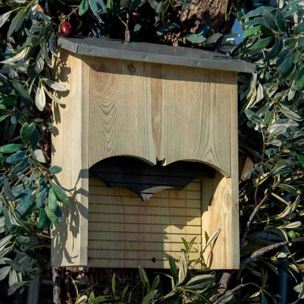 Fledermauskasten Fledermaushaus Holz Blechdach Nistkasten für Fledermäuse 45,5cm