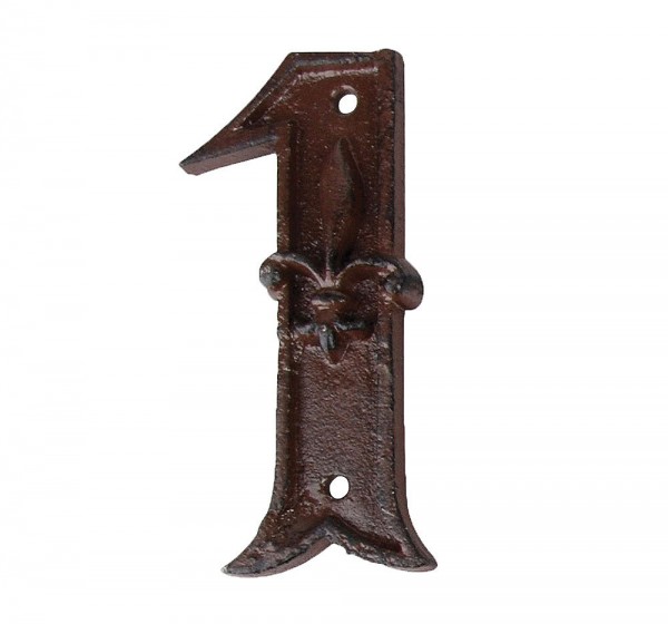 Hausnummer Zahl 1 Eins Antik-Stil Gusseisen H12cm