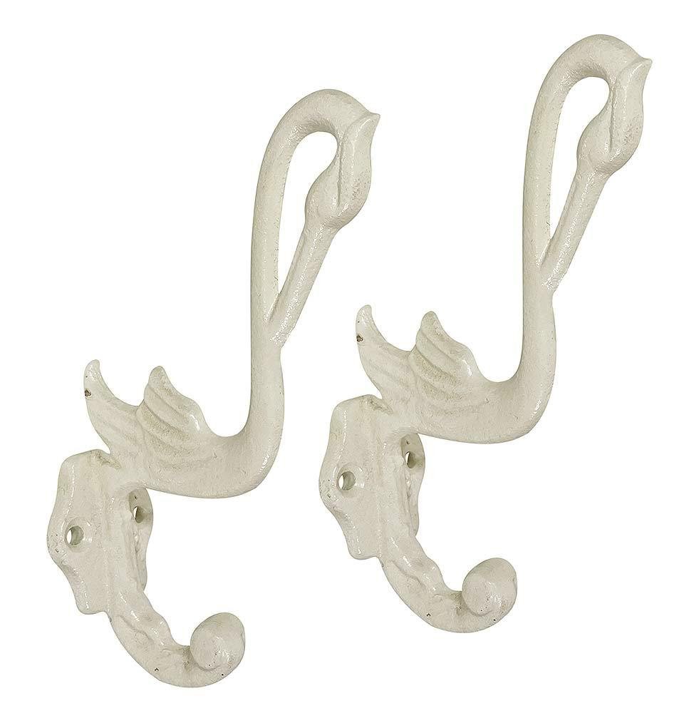 Garderobenhaken Schwan Wandhaken 2 Stück Garderobe Weiß Vintage-Stil 13cm Garderobenhaken Schwan Wandhaken 2 Stück Garderobe Weiß Vintage-Stil 13cm