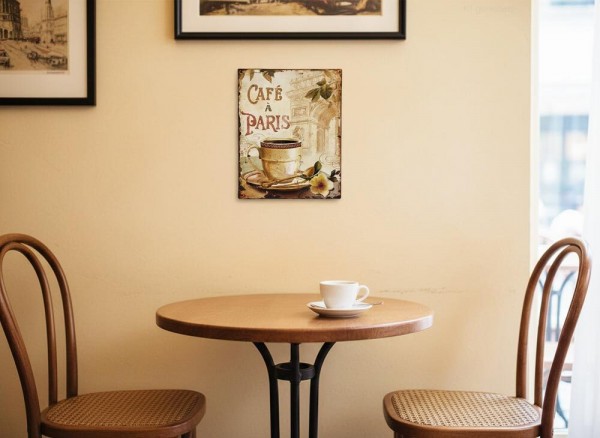 Blechschild CAFE A PARIS Retro Küche Vintage-Deko Nostalgie Dekoschild 20x25 cm