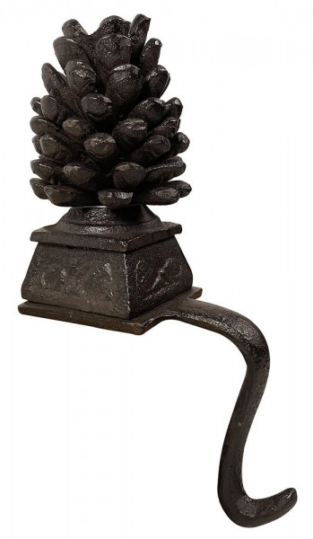 Dekohalter Haken für Kante Gusseisen Braun Tannen Zapfen Kantenhänger Vintage