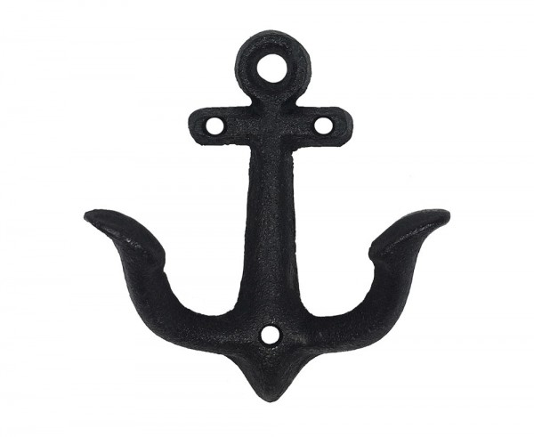 Garderobenhaken Anker Doppelhaken Maritim Gusseisen Schwarz Antik-Stil