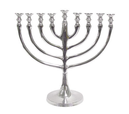 Chanukkia Chanukkaleuchter 9-armig Kerzenständer Metall silber 27cm Chanukkia Chanukkaleuchter 9-armig Kerzenständer Metall silber 27cm