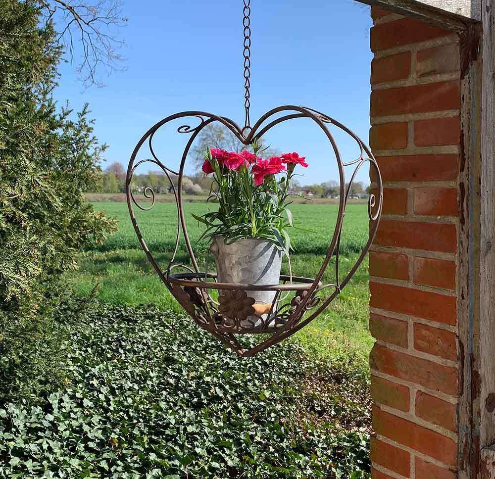 Hängekorb Herz Blumenkorb Pflanzenkorb Blumenampel Eisen Braun Antik-Stil Hängekorb Herz Blumenkorb Pflanzenkorb Blumenampel Eisen Braun Antik-Stil