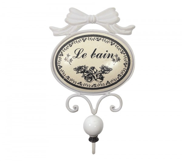 Nostalgischer Handtuchhalter LE BAIN Garderobenhaken Eisen Landhausstil Weiß