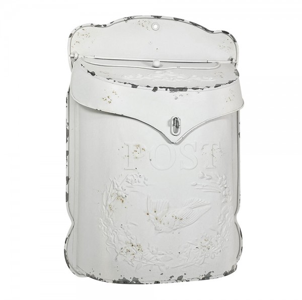 Briefkasten POST Zink weiß Postkasten mit Brieftaube Vintage Landhausstil