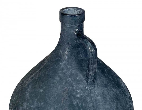 Vase Glas Grau Satiniert mit Henkel Bauchig Blumenvase Tischvase Dekovase 18cm