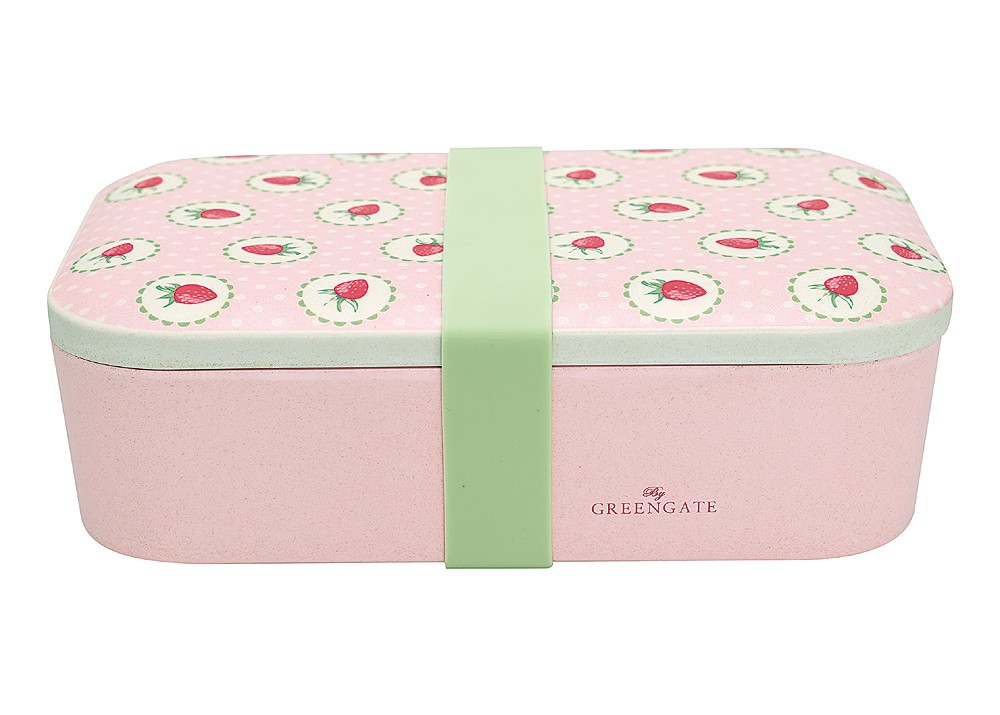 Greengate Lunch Box Strawberry Pale Pink Aufbewahrungsdose Rosa Erdbeeren